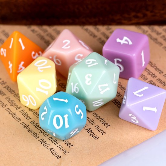Thumbnail van een extra afbeelding van het spel Genvi Dobbelstenen Set Pastel | Pastel gekleurde Dice Set voor D&D