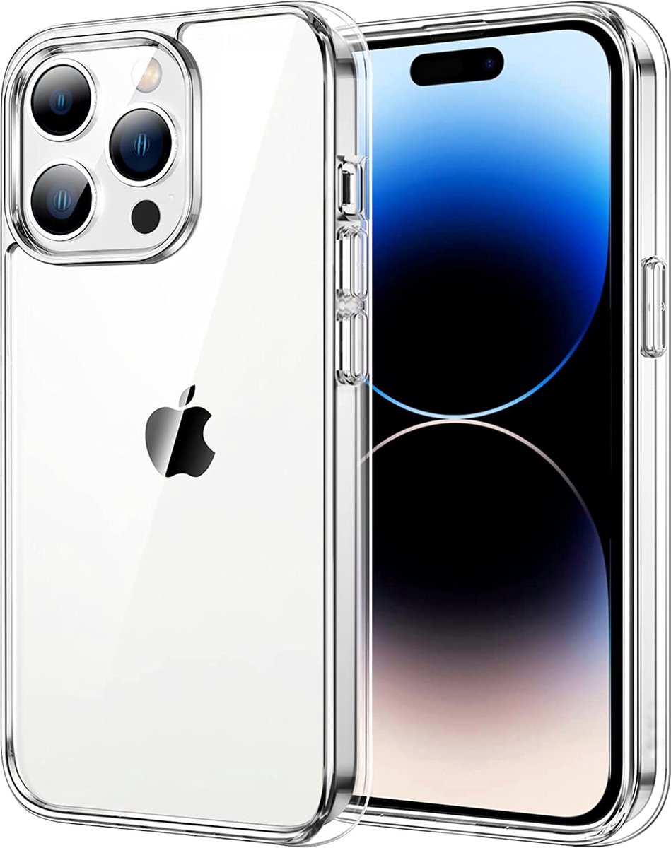 iPhone 14 Pro Hoesje Transparant - iPhone 14 Pro Extreme Defend Hoesje Doorzichtig - Anti Vergeling - iPhone 14 Pro Shockbestendig Hoesje Case- Vergeeld Niet - Kristalhelder