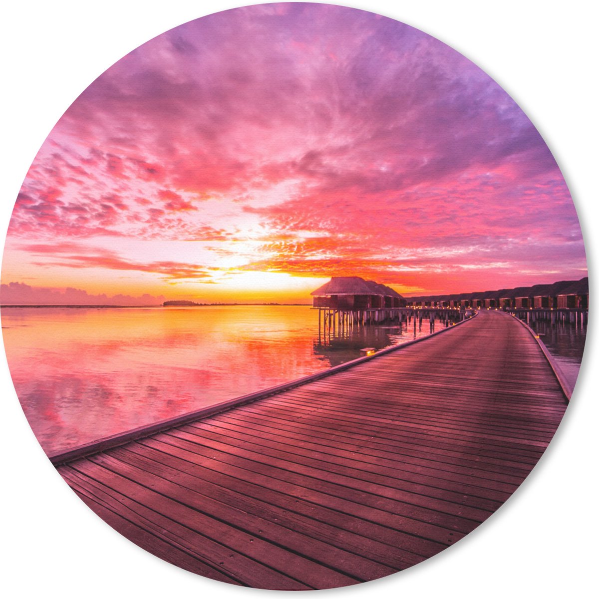 Muismat rond 50x50 cm - Mousepad Steiger - Water - Zon - Roze - Horizon - Ronde muismatten