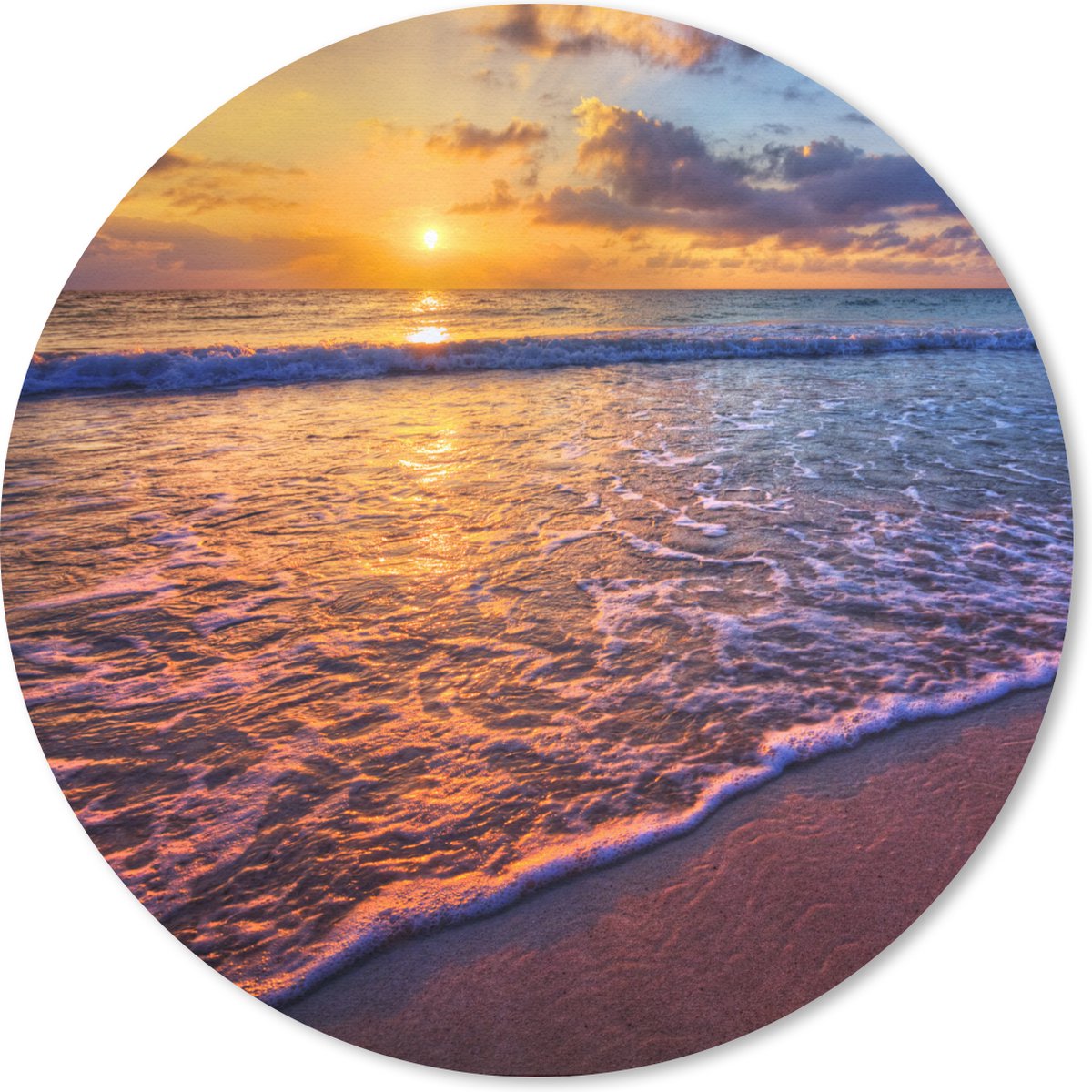 Muismat rond 40x40 cm - Mousepad Zee - Strand - Zonsondergang - Wolken - Horizon - Ronde muismatten