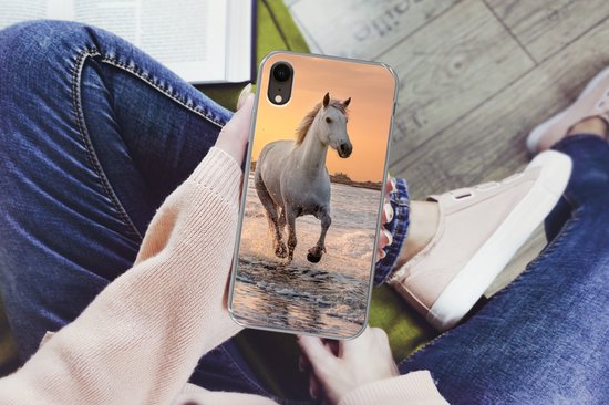 Coque iPhone XR - Paarden - Soleil - Mer - Plage - Animaux - Coque en Siliconen