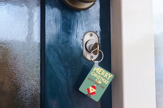 Porte-clés - Illustration - Noël - Père Noël - Citations - Blauw - Vintage - Cadeaux à distribuer - Plastique - Cadeaux Sinterklaas - Cadeaux à distribuer pour enfants - Cadeaux chaussures - Petits cadeaux