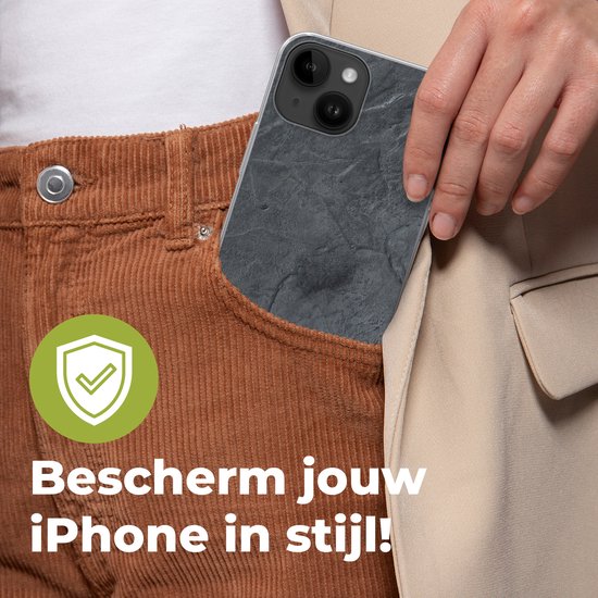 Apple iPhone 14 - Coque souple - Grijs - Béton - Ardoise - Structure - Rétro - Coque de téléphone en Siliconen