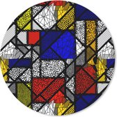 Muismat - Mousepad - Rond - Mondriaan - Glas in lood - Oude Meesters - Kunstwerk - Abstract - Schilderij - 30x30 cm - Ronde muismat
