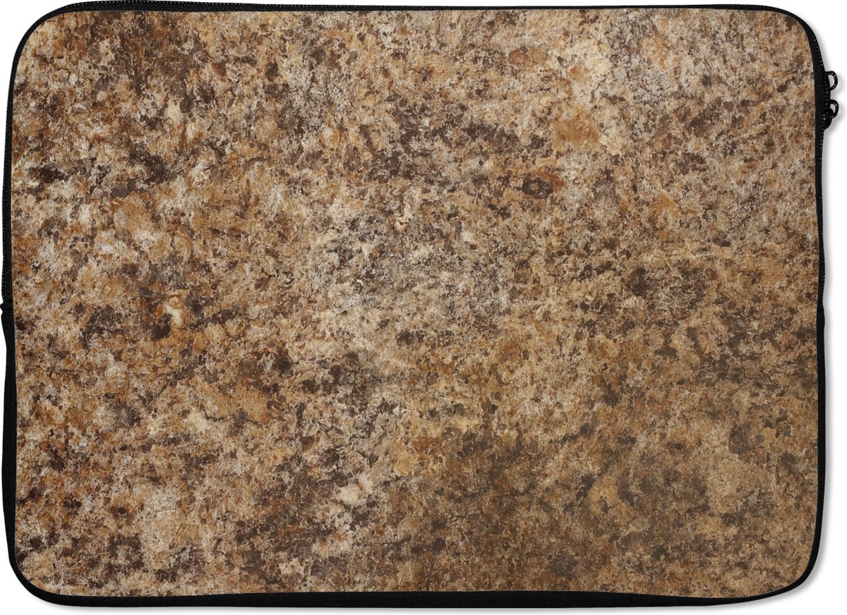 Laptop sleeve - Graniet print - Bruin - Steen - Structuur - Laptophoes - 13 Inch - Laptop case