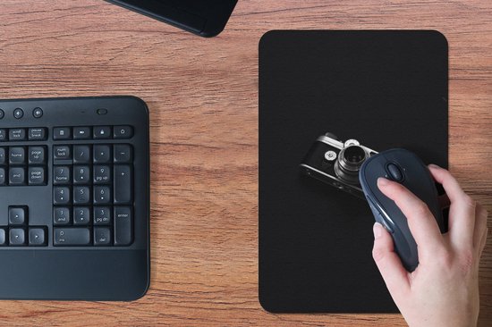 Muismat 18x27 cm - Mousepad Zwart - Camera - Design - Wit - Muismatten