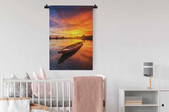 Tapisserie - Toile murale - Bateau - Water - Coucher de soleil - Oranje - Water - 60x90 cm - Tapisserie