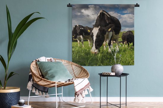 Tapisserie murale - Toile murale - Vaches - Animaux - Herbe - Prairie - Ferme - 90x90 cm - Tapisserie
