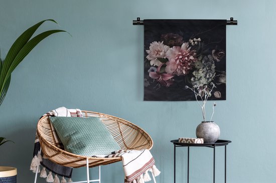 Tapisserie - Tapisserie - Fleurs - Vintage - Pastel - Rose - Wit - 60x60 cm - Tapisserie