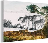 Wanddecoratie Metaal - Aluminium Schilderij - Italiaans Landschap - Hendrik Voogd - Kunst - 90x60 cm - Dibond