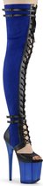 Pleaser - FLAMINGO-3027 Plateau Overknee Laarzen - US 7 - 37 Shoes - Blauw