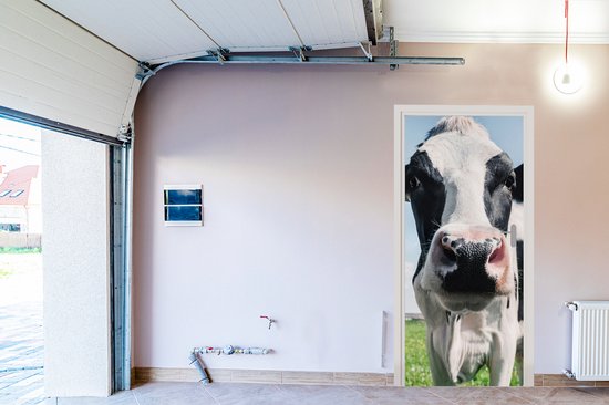 Sticker de porte Vache - Pâturage - Nature - Animaux - Herbe - 75x205 cm - Poster de porte