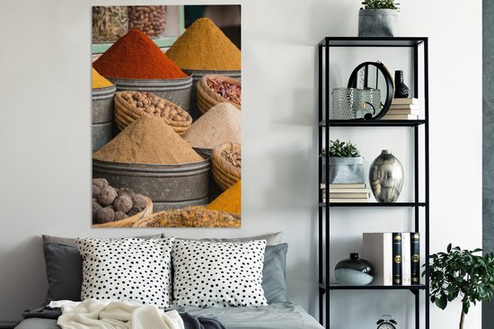 Toile Peinture Herbes - Ton - Épices - Jaune - Marron - 80x120 cm - Décoration murale