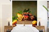 Behang - Fotobehang Rustiek - Mand - Fruit - Stilleven - Breedte 190 cm x hoogte 260 cm