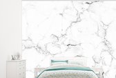 Behang - Fotobehang Marmer - Wit - Grijs - Luxe - Marmerlook - Structuur - Breedte 275 cm x hoogte 220 cm