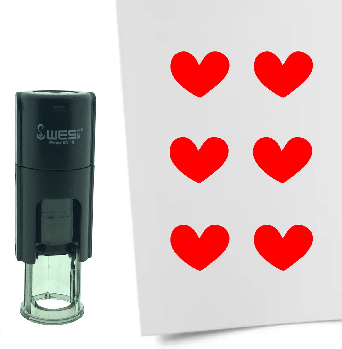 CombiCraft Stempel Hartje 10mm rond - rode inkt