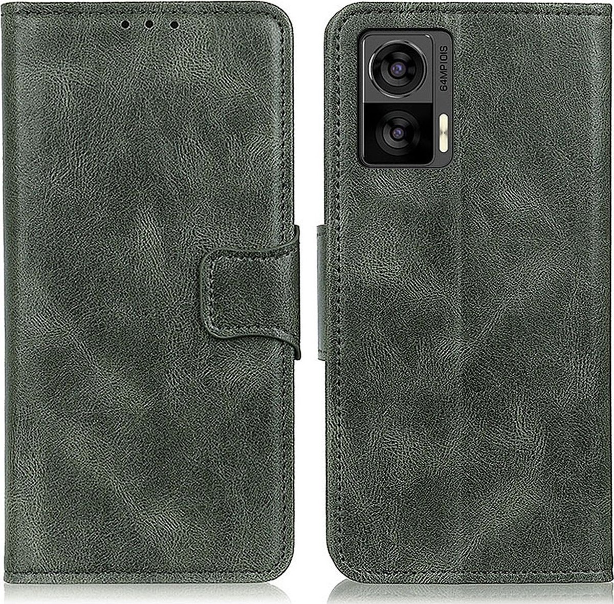 Mobigear Telefoonhoesje geschikt voor Motorola Edge 30 Neo Hoesje | Mobigear Classy Bookcase Portemonnee | Pasjeshouder voor 2 Pasjes | Telefoonhoesje voor Pinpas / OV Kaart / Rijbewijs - Groen