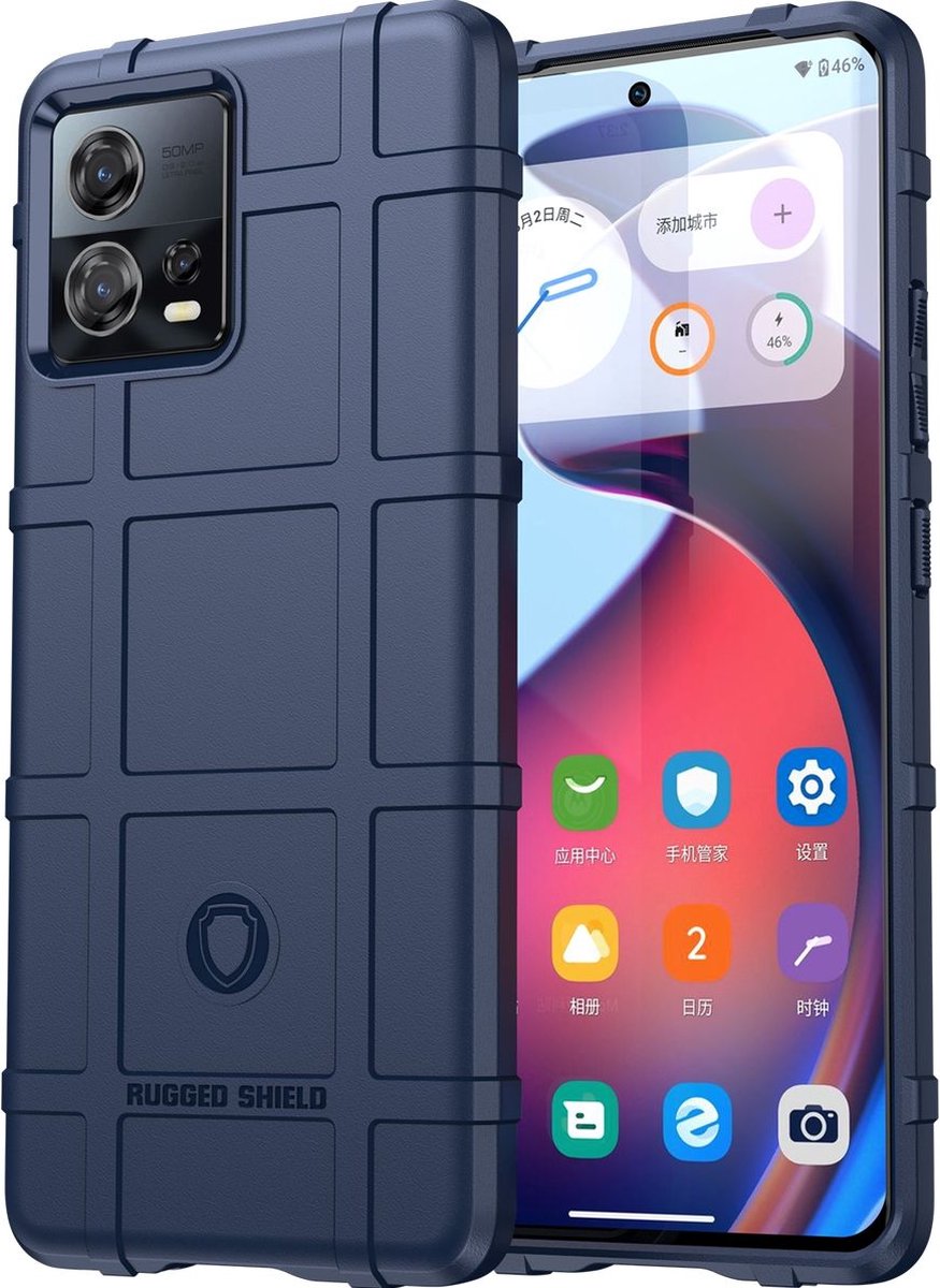 Mobigear Hoesje geschikt voor Motorola Edge 30 Fusion Telefoonhoesje Flexibel TPU | Mobigear Rugged Shield Backcover Shockproof | Schokbestendig Edge 30 Fusion Telefoonhoesje | Anti Shock Proof - Blauw