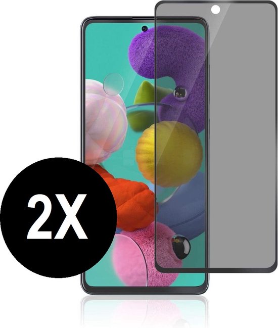Privacy - screenprotector geschikt voor Samsung Galaxy A51 - Beschermglas - Screen protector geschikt voor A51 - PRIVACY - glasplaatje - 2 stuks