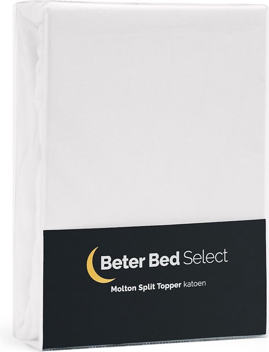 Beter Bed Select Molton Splittopper 140 x 210/220 cm - Matrasbeschermer - Matrashoes - 10 cm - Wit
