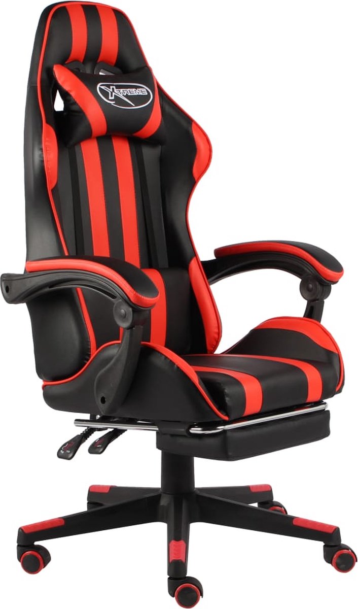 Prolenta Premium - Racestoel met voetensteun kunstleer zwart en rood