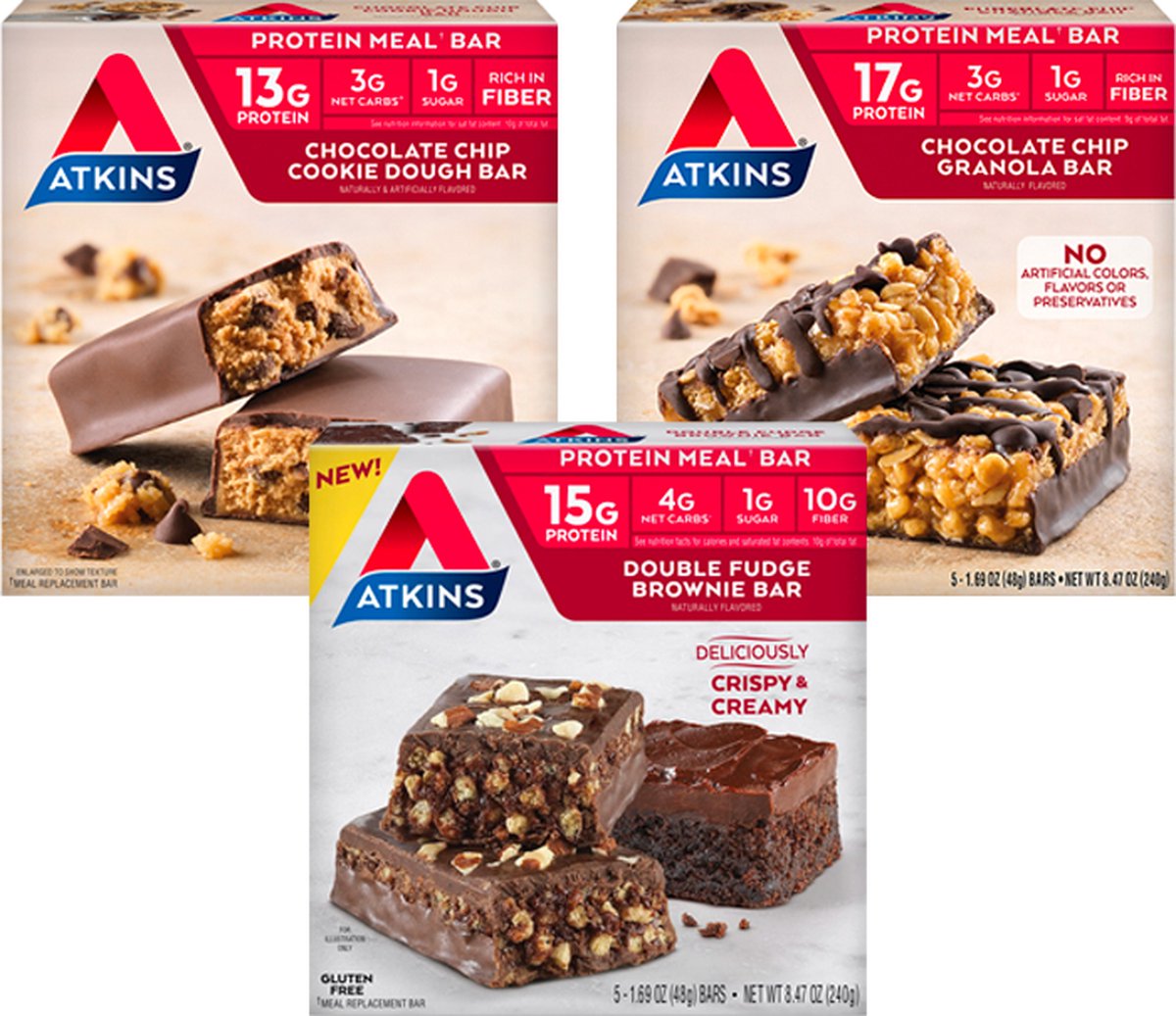 Goedkoopste Atkins | Protein Bar | Mix Chocolate Bars | Voordeelpakket | 3 x Atkins Protein bar