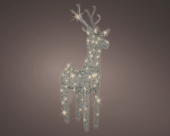 LED-kerstdecoratie In De Vorm Van Een Rendier En Slee Met 170 Lampjes Kerstverlichting Met Herten Voor Binnen En Buiten Wit
