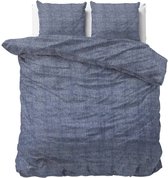 Warme flanel dekbedovertrek uni antraciet - lits-jumeaux (240x200/220) - hoogwaardig en zacht - ideaal tegen de kou