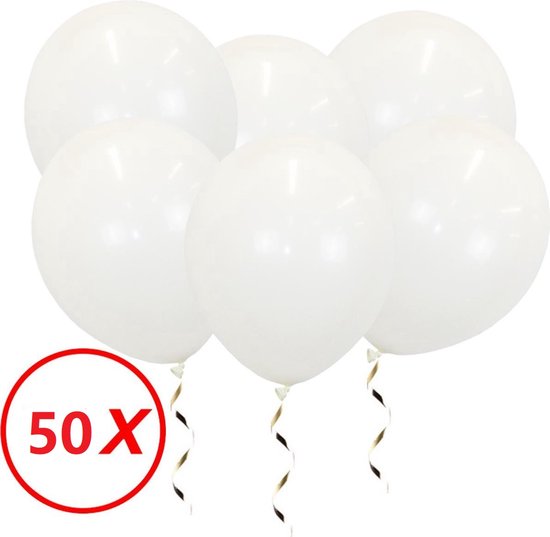 Ballon-50 stuks - LED Ballonnen XL - 50cm - ballonnen met verlichting - feestartikelen - Plastic ballon - Helium - Ballonnen -  Doorzichtig - Versiering - Thema feest - Verjaardag-Wit