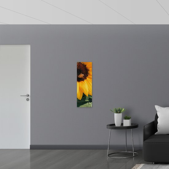 WallClassics - Poster brillant - Tournesol de pollinisation des abeilles - Photo 30 x 90 cm sur papier poster avec finition brillante