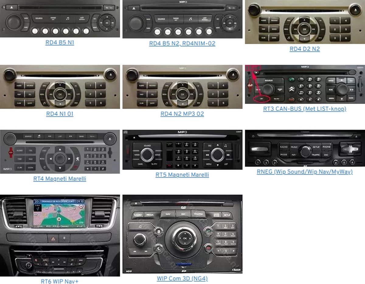 Peugeot RD4 RD3 D2 N2 RT3 RT4 RT5 VDO Radio CD démontage clé outil Outils  outils Aux | bol.com