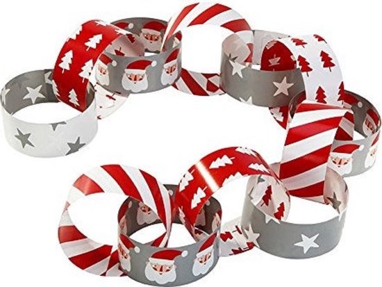 Talking Tables Waiting for Santa Paper Chain Link Decorations (100 Pack) Red