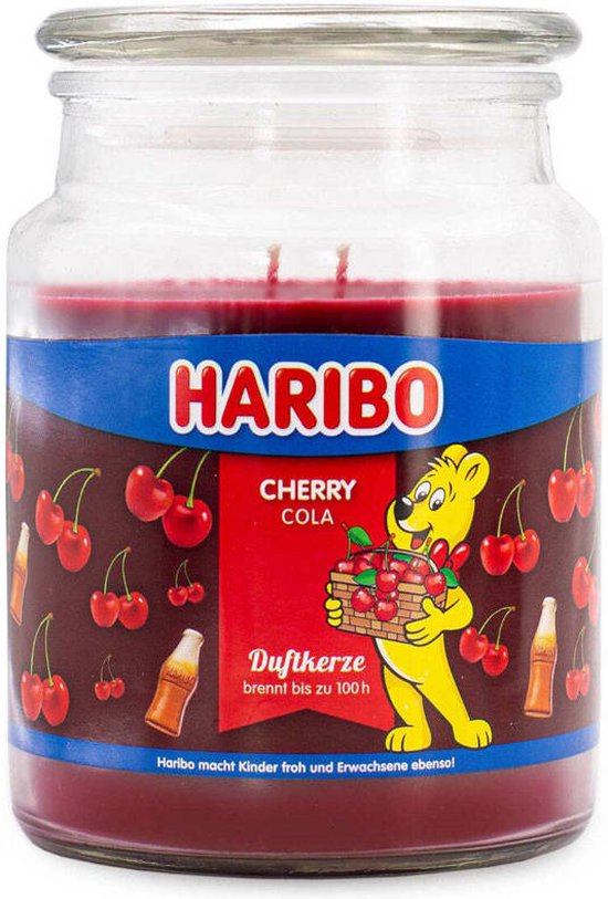 Haribo Cherry Cola - bougie parfumée 510 grammes dans un grand pot