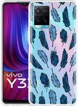 Vivo Y33s Hoesje Feathers - Designed by Cazy