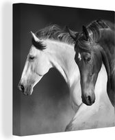 Canvas schilderij - Dieren - Paarden - Natuur - Woondecoratie - Canvas doek - 90x90 cm - Foto op canvas - Woonkamer