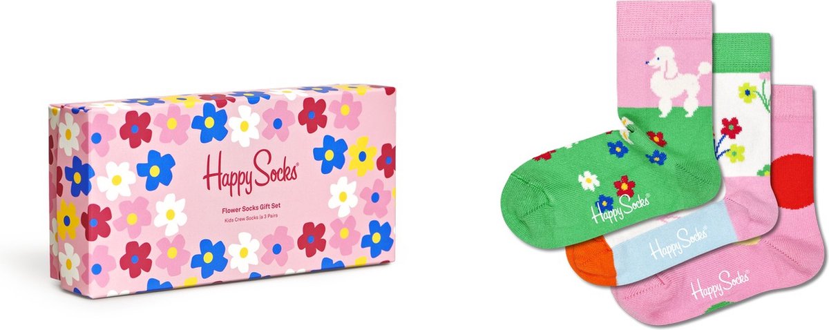 Happy Socks kids giftbox 3P sokken flower multi