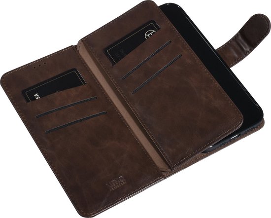 UNIQ Accessoire Marron Foncé iPhone 14 Pro Booktype Porte-cartes pour 9 cartes - Fermeture aimantée