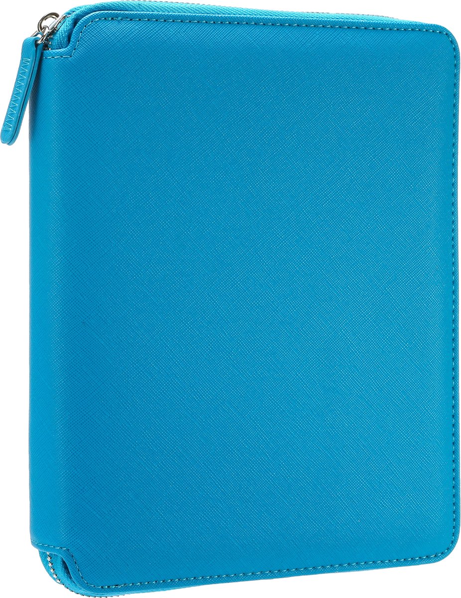 Victoria's Journals Sofia Smyth Zipper Folder - Schrijfmap A5 - Luxe Vegan Leer Schrijfmap A5 met rits en Premium A5 Vegan Leer Notitieboek - Dotted - Lichtblauw