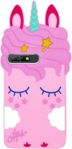 ADEL Siliconen Back Cover Softcase Hoesje Geschikt voor Huawei Y6 (2018) - Eenhoorn Roze