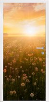 Deursticker Zonsondergang - Bloemen - Kleuren - 95x215 cm - Deurposter