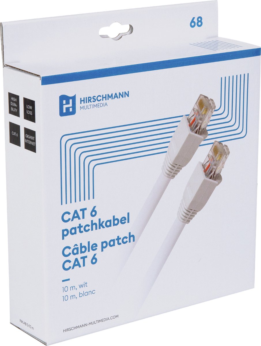 Hirschmann INKAB5 U/UTP CAT6 Gigabit netwerkkabel / wit - 10 meter