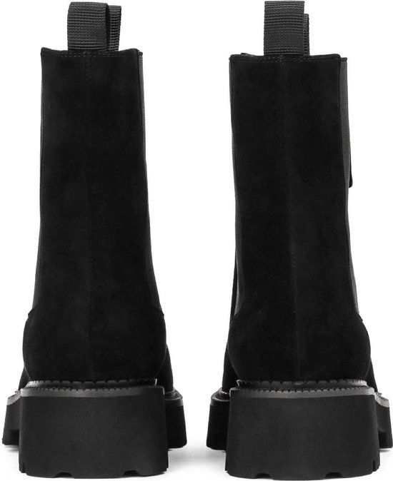 DREAM PAIRS Dames lage hak Chelsea enkellaarzen mode slip on elastische herfst laarzen schoenen, Bruin/Pu, 42 EU