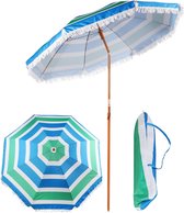 Bol.com Strandparasol - met draagtas - 180 cm - groen blauw aanbieding