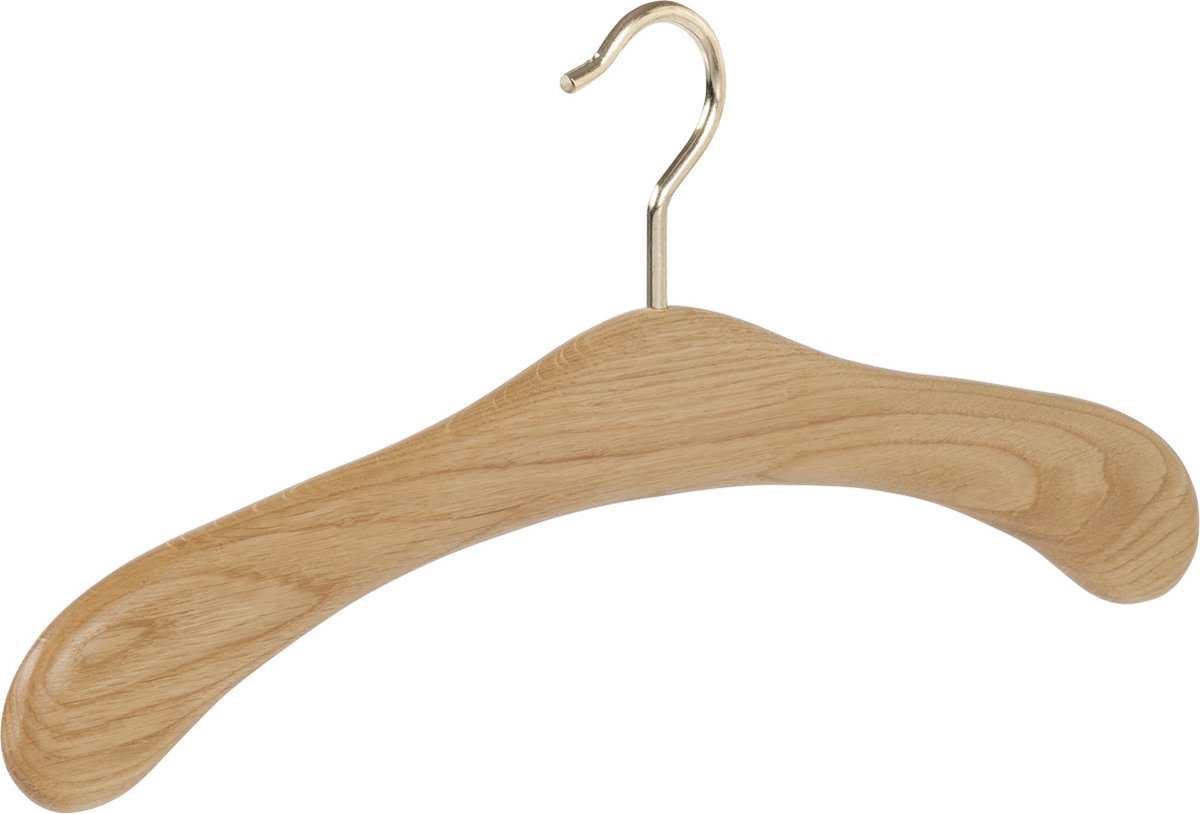 De Kledinghanger Gigant - 6 x Garderobehanger eikenhout naturel gelakt met messinghaak, 45 cm