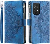 Telefoonhoesje geschikt voor Samsung Galaxy A53 - Portemonnee met rits - book-case hoesje - ruimte voor 8 pasjes - mandala blauw