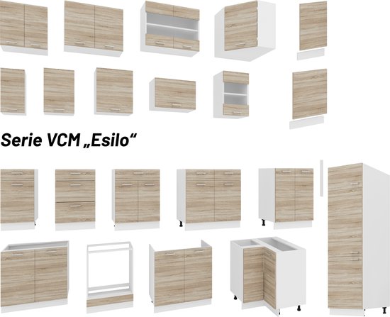 VCM Meuble de cuisine Largeur 50 cm Meuble bas à tiroirs Aménagement de