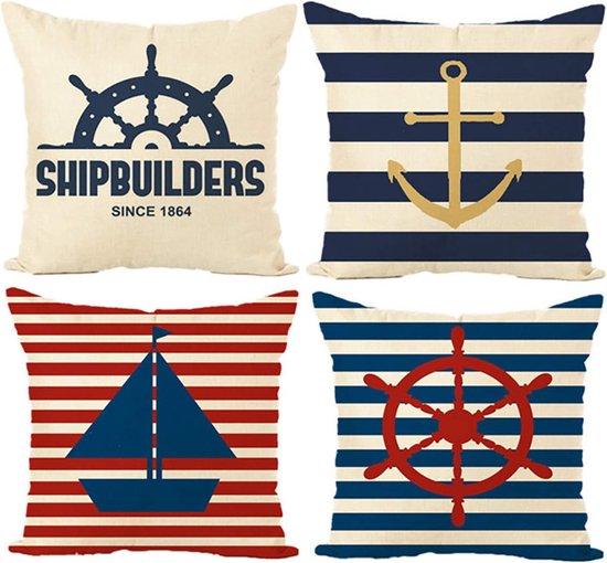 MADIZZ Set van 2 Linnen kussenslopen Zachte Decoratieve Kussenhoes voor Sofa Slaapkamer Kussensloop 65x65 cm Blauw
