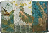 NIN-NIT - Plaid - Bird Blanket - geweven deken - sprei - unieke print - 220x160 cm