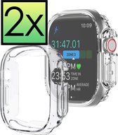 Hoes Geschikt voor Apple Watch Ultra Siliconen Case - Hoesje Geschikt voor Apple Watch Ultra (49 mm) Hoesje Cover Case - Transparant - 2x