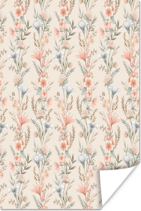 Poster Fleurs - Vintage - Motifs - 120x180 cm XXL